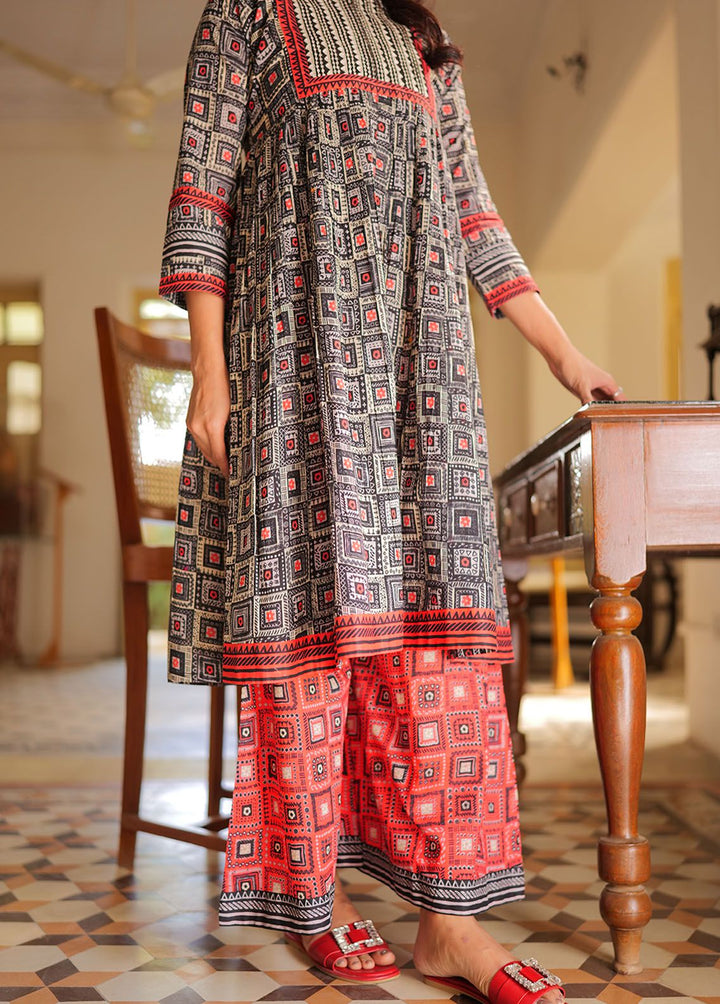 Senorita Cotton Casual 2 Piece Suit for Girls -  LAC-02165-BLK/RED