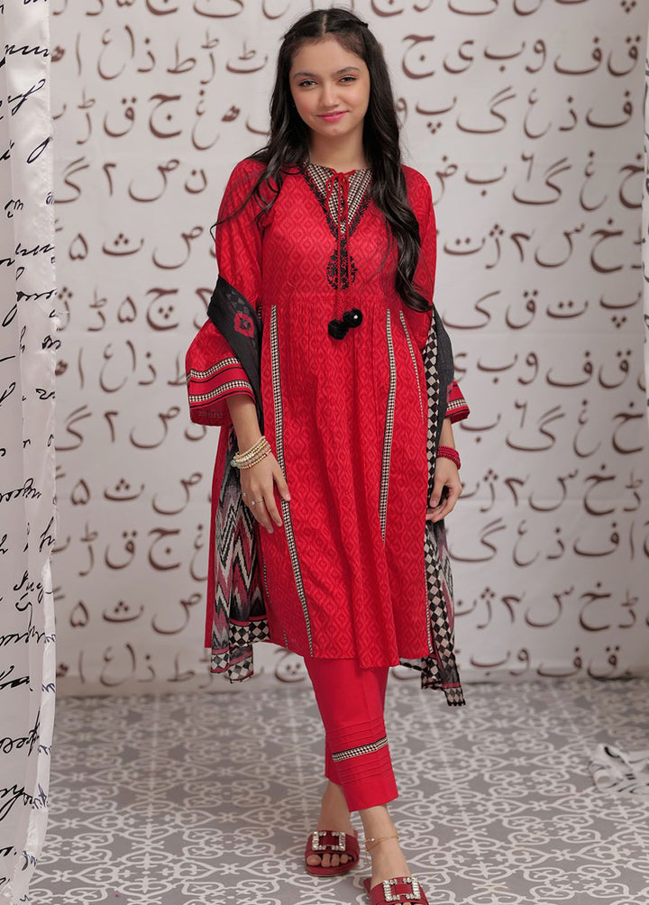 Senorita Cotton Casual 3 Piece Suit for Girls -  GAD-02275-RED/MCL