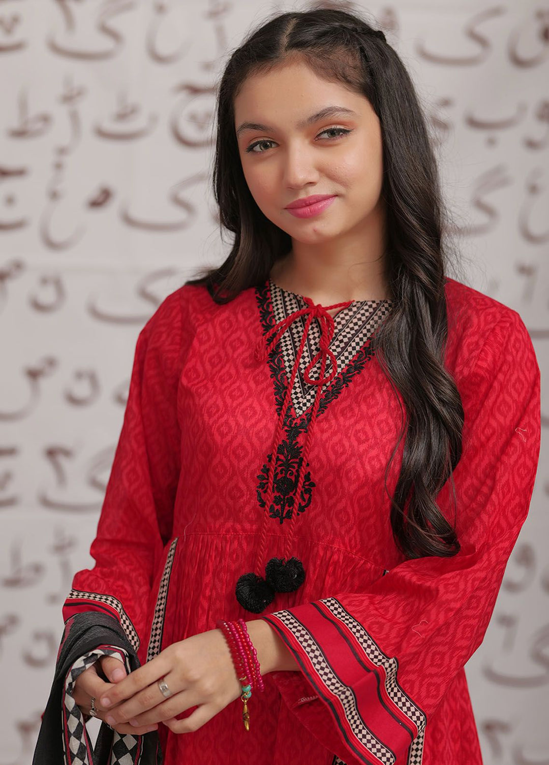 Senorita Cotton Casual 3 Piece Suit for Girls -  GAD-02275-RED/MCL