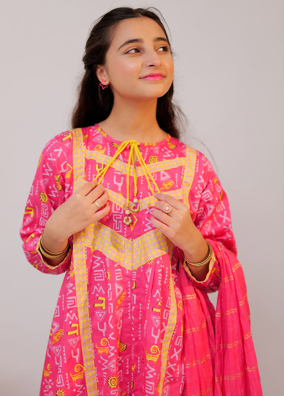 Senorita Cotton Casual 3 Piece Suit for Girls -  GAD-02520