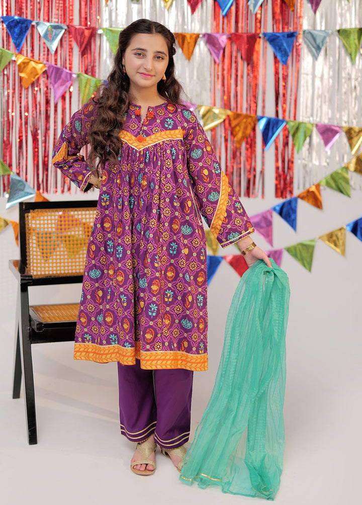 Senorita Cotton Casual 3 Piece Suit for Girls -  GBD-02529-PRL/GLD