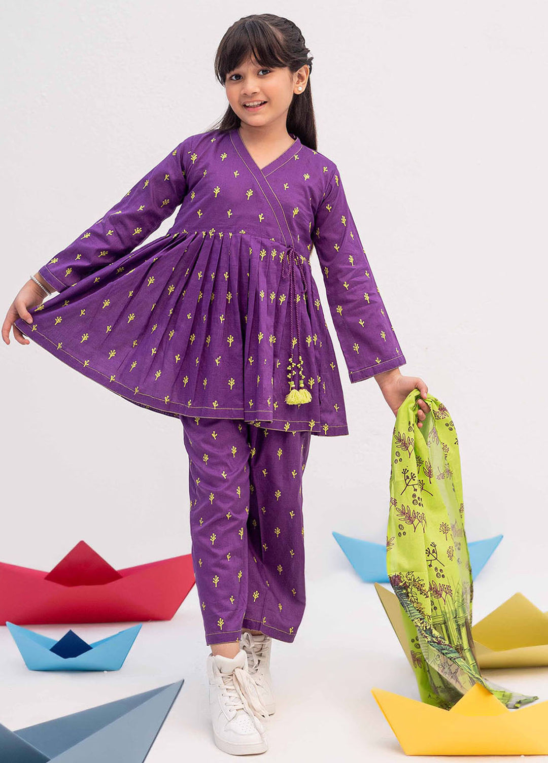 Senorita Cotton Casual 3 Piece Suit for Girls -  KAD-02194