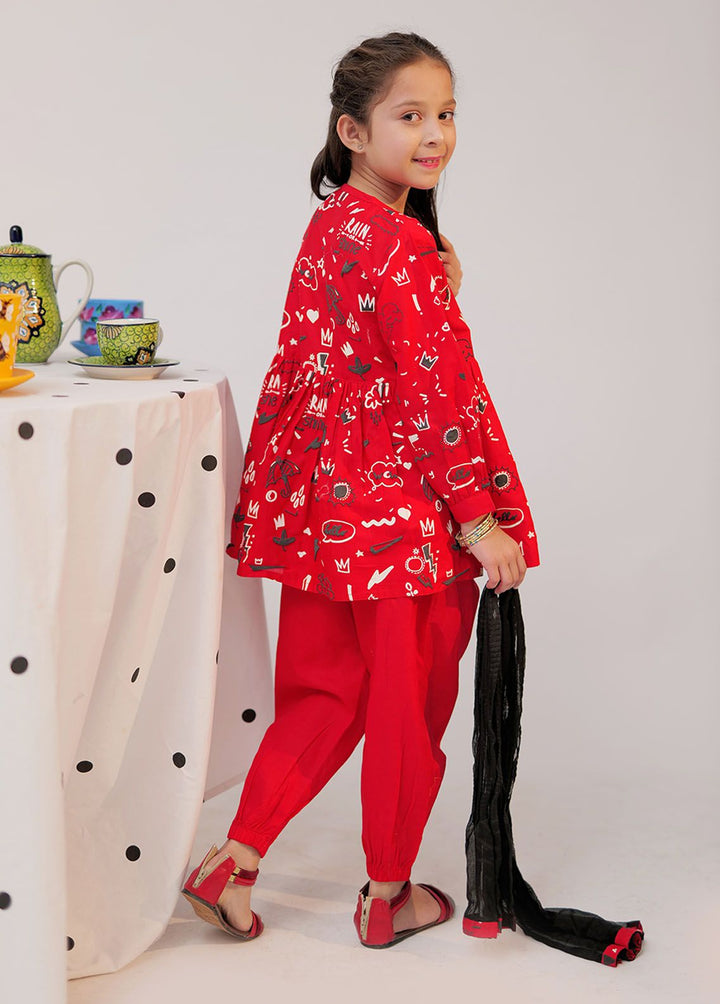 Senorita Cotton Casual 3 Piece Suit for Girls -  KAD-02542-RED/MCL