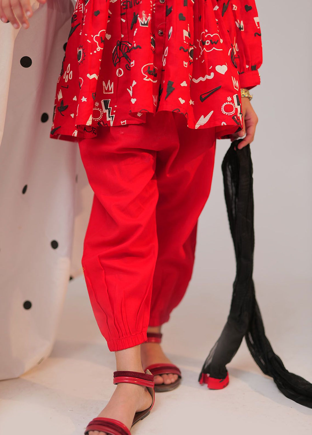 Senorita Cotton Casual 3 Piece Suit for Girls -  KAD-02542-RED/MCL