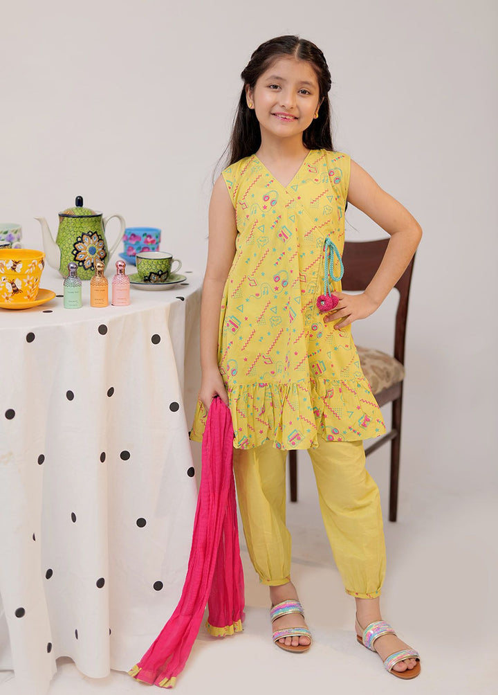 Senorita Cotton Casual 3 Piece Suit for Girls -  KAD-02543-YLW/MCL