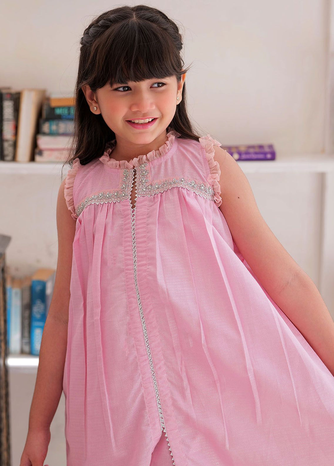 Senorita Cotton Casual 3 Piece Suit for Girls -  KBD-02346-PNK/SLR