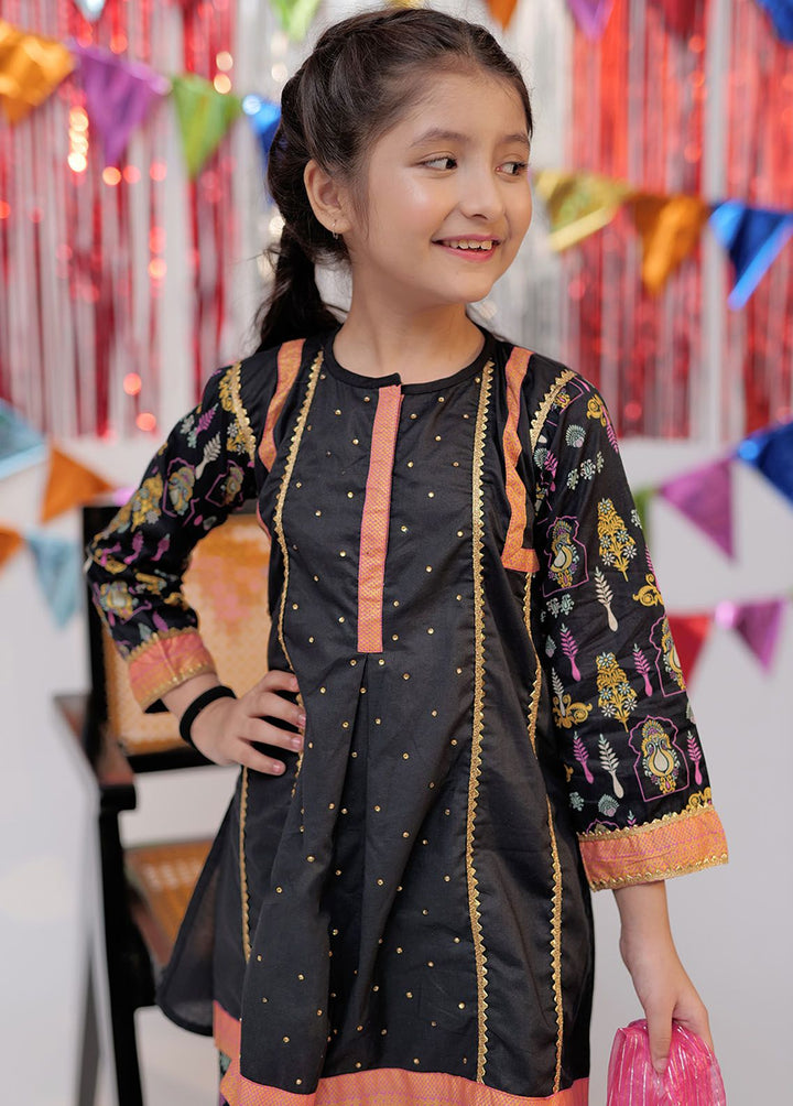 Senorita Cotton Casual 3 Piece Suit for Girls -  KBD-02535-BLK/GLD