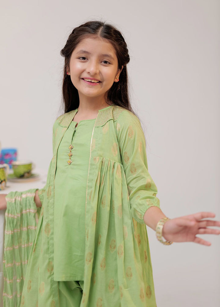 Senorita Cotton Casual 3 Piece Suit for Girls -  KBD-02600-PGN/GLD