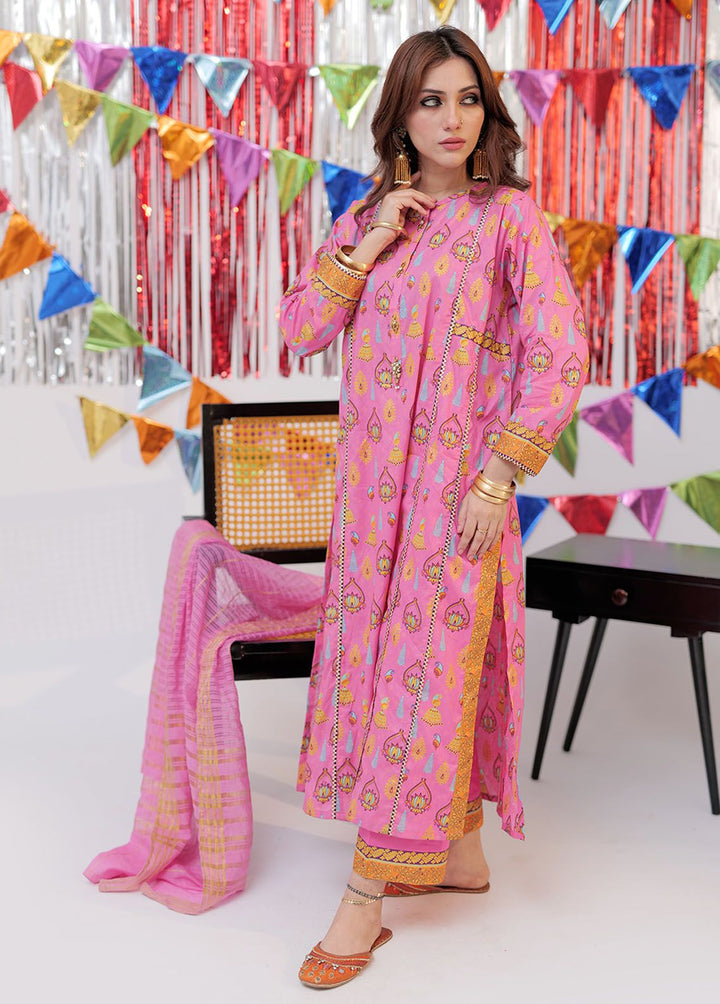 Senorita Cotton Casual 3 Piece Suit for Girls -  LBD-02531-PNK/GLD