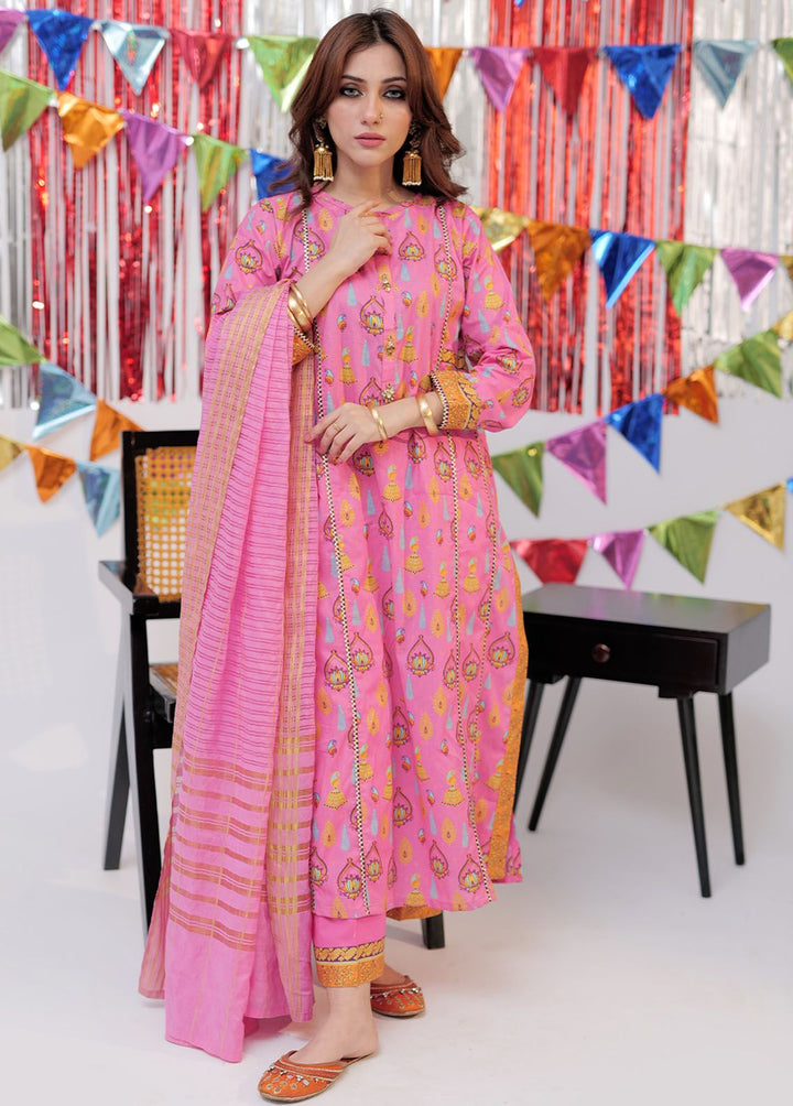 Senorita Cotton Casual 3 Piece Suit for Girls -  LBD-02531-PNK/GLD