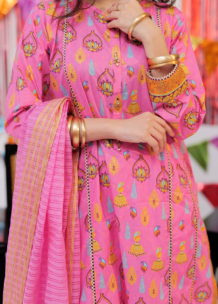 Senorita Cotton Casual 3 Piece Suit for Girls -  LBD-02531-PNK/GLD