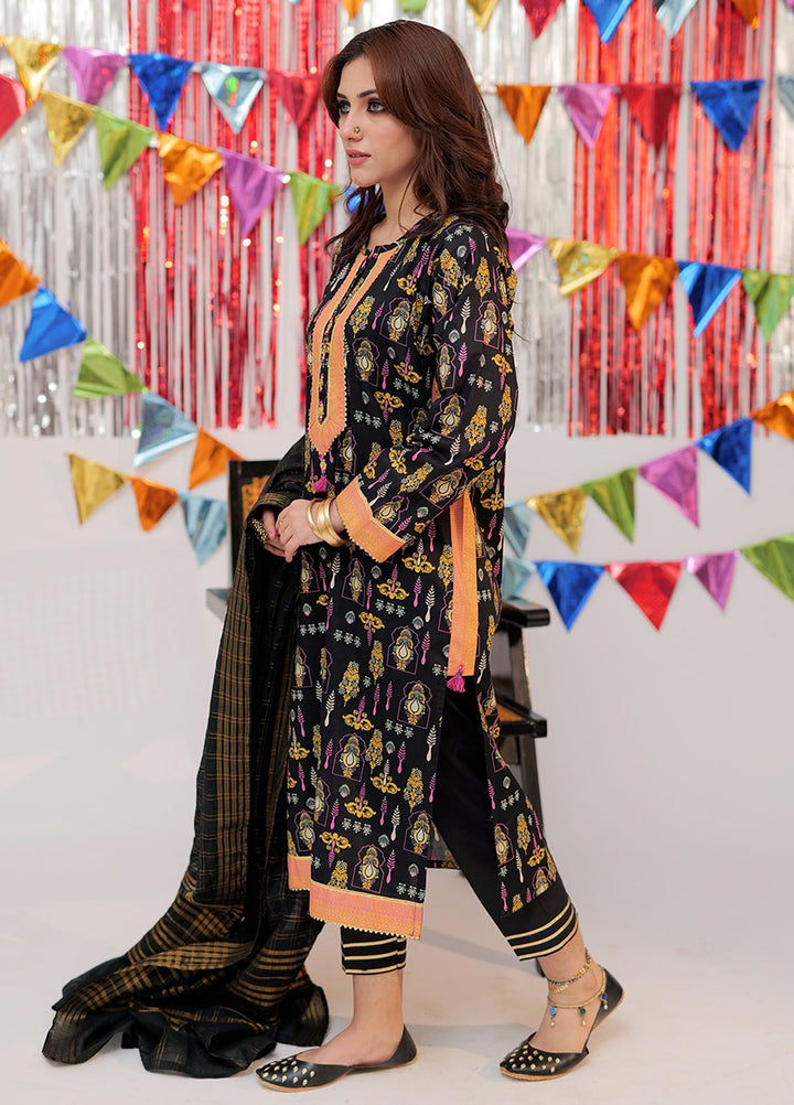 Senorita Cotton Casual 3 Piece Suit for Girls -  LBD-02532-BLK/GLD