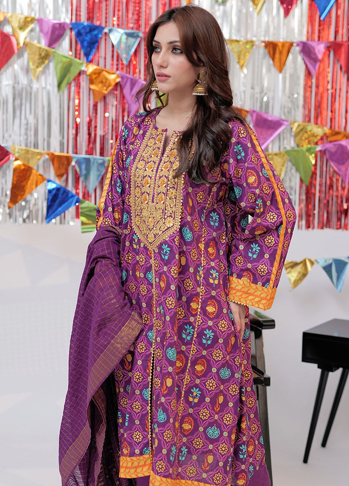 Senorita Cotton Casual 3 Piece Suit for Girls -  LBD-02533-PRL/GLD