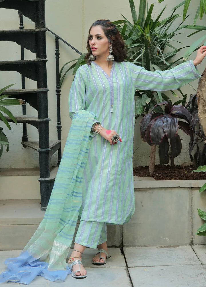 Senorita Cotton Casual 3 Piece Suit for Women -  LBD-02562-GRN/BLU