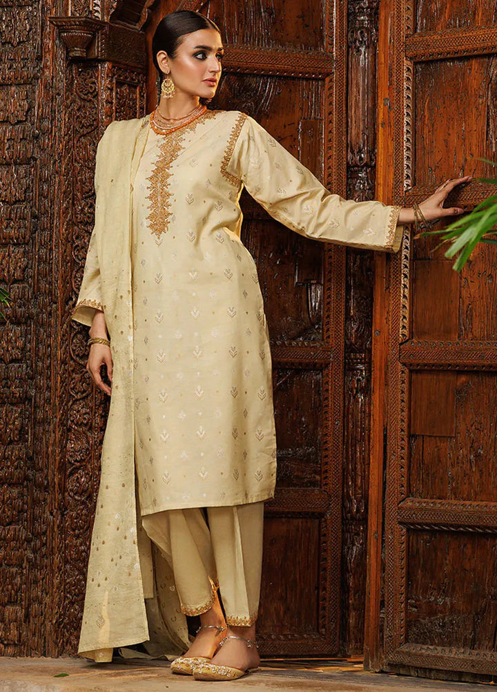 Senorita Cotton Casual 3 Piece Suit for Women -  LBD-02593-FWN/GLD