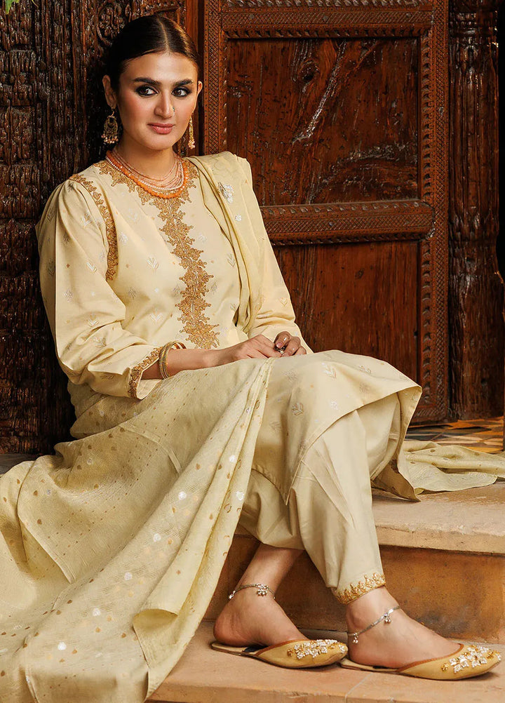 Senorita Cotton Casual 3 Piece Suit for Women -  LBD-02593-FWN/GLD