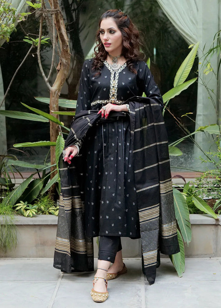 Senorita Cotton Casual 3 Piece Suit for Women -  LBD-02620-BLK/GLD