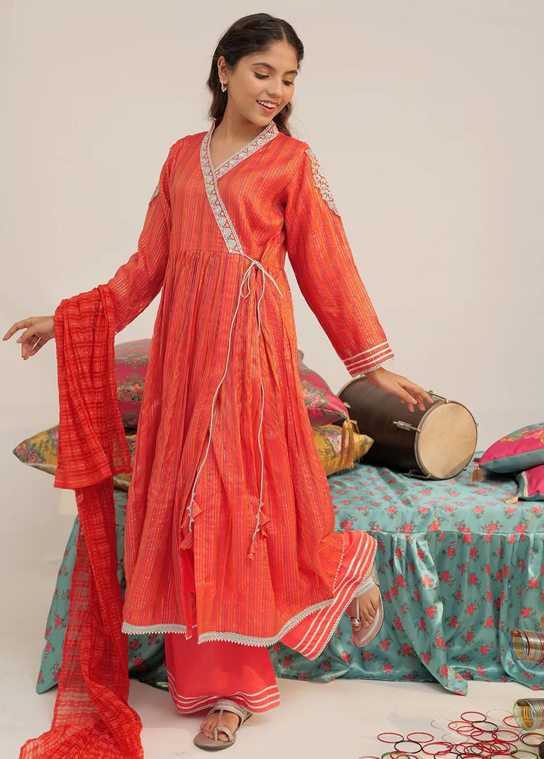 Senorita Dobby Casual 3 Piece Suit for Girls -  GDD-02432-PCH/MCL