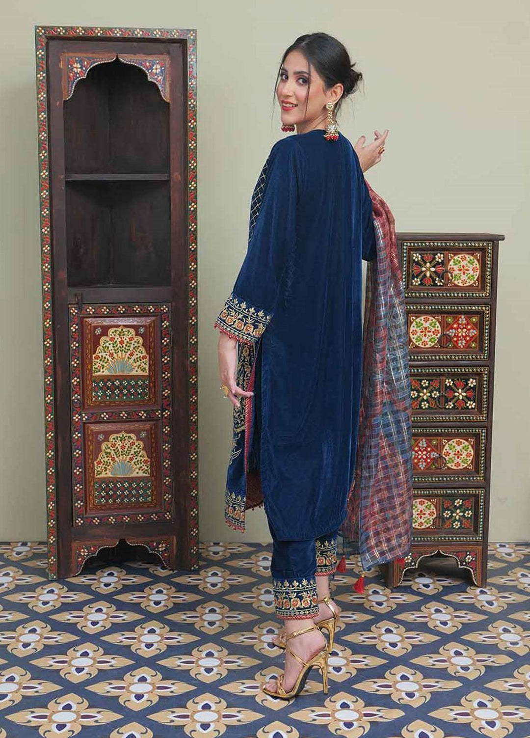 Senorita Velvet Pret 3 Piece Suit for Women -  LDD-02045-TBL/MCL