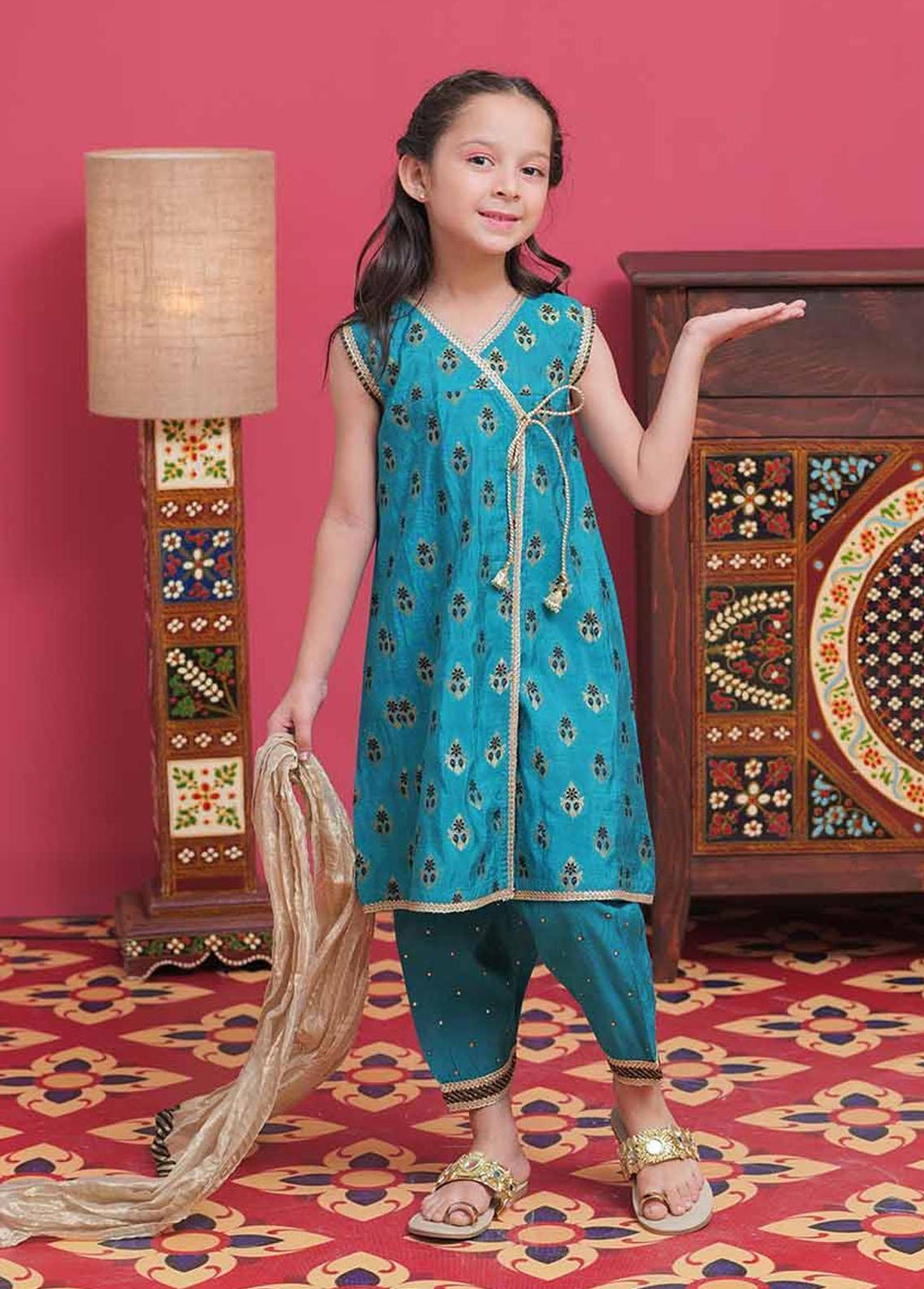 Senorita Banarsi Formal 3 Piece Suit for Girls -  KDD-02105
