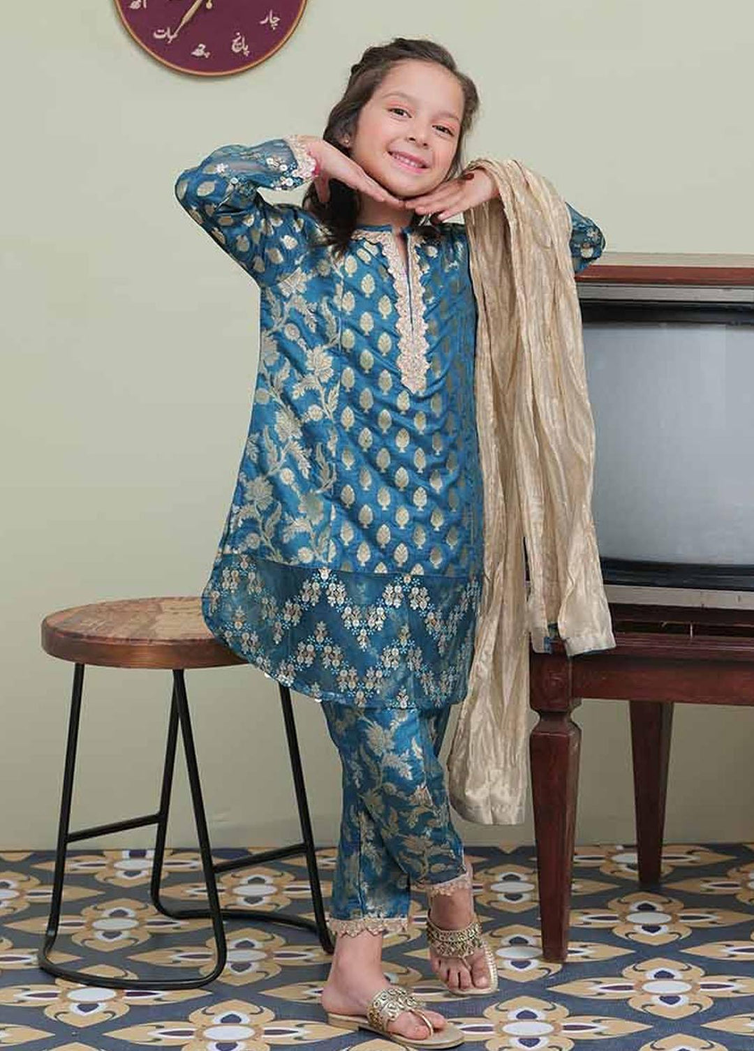 Senorita Banarsi Formal 3 Piece Suit for Girls -  KDD-02106