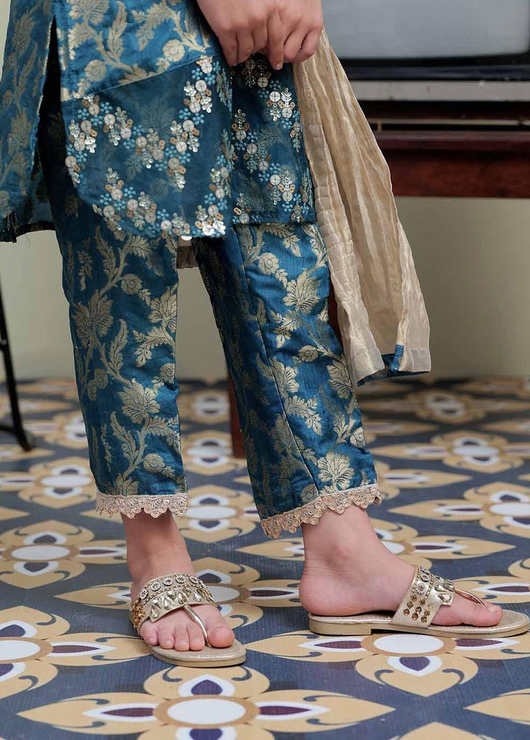 Senorita Banarsi Formal 3 Piece Suit for Girls -  KDD-02106