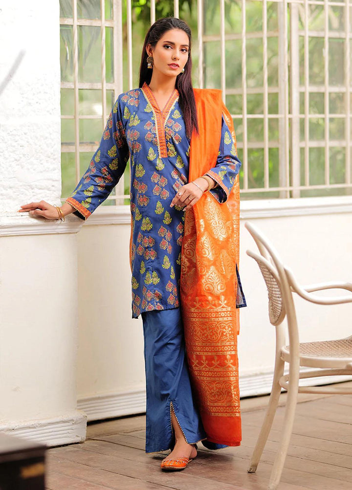 Senorita Cotton Printed 3 Piece for Ladies -  LBD-2018-BLU/MCL