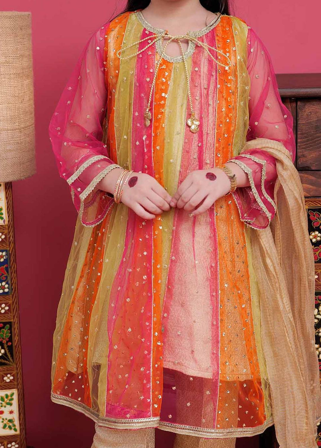Senorita Net Formal 3 Piece Suit for Girls -  KDD-02095