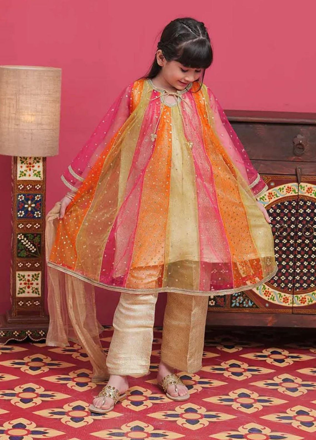 Senorita Net Formal 3 Piece Suit for Girls -  KDD-02095