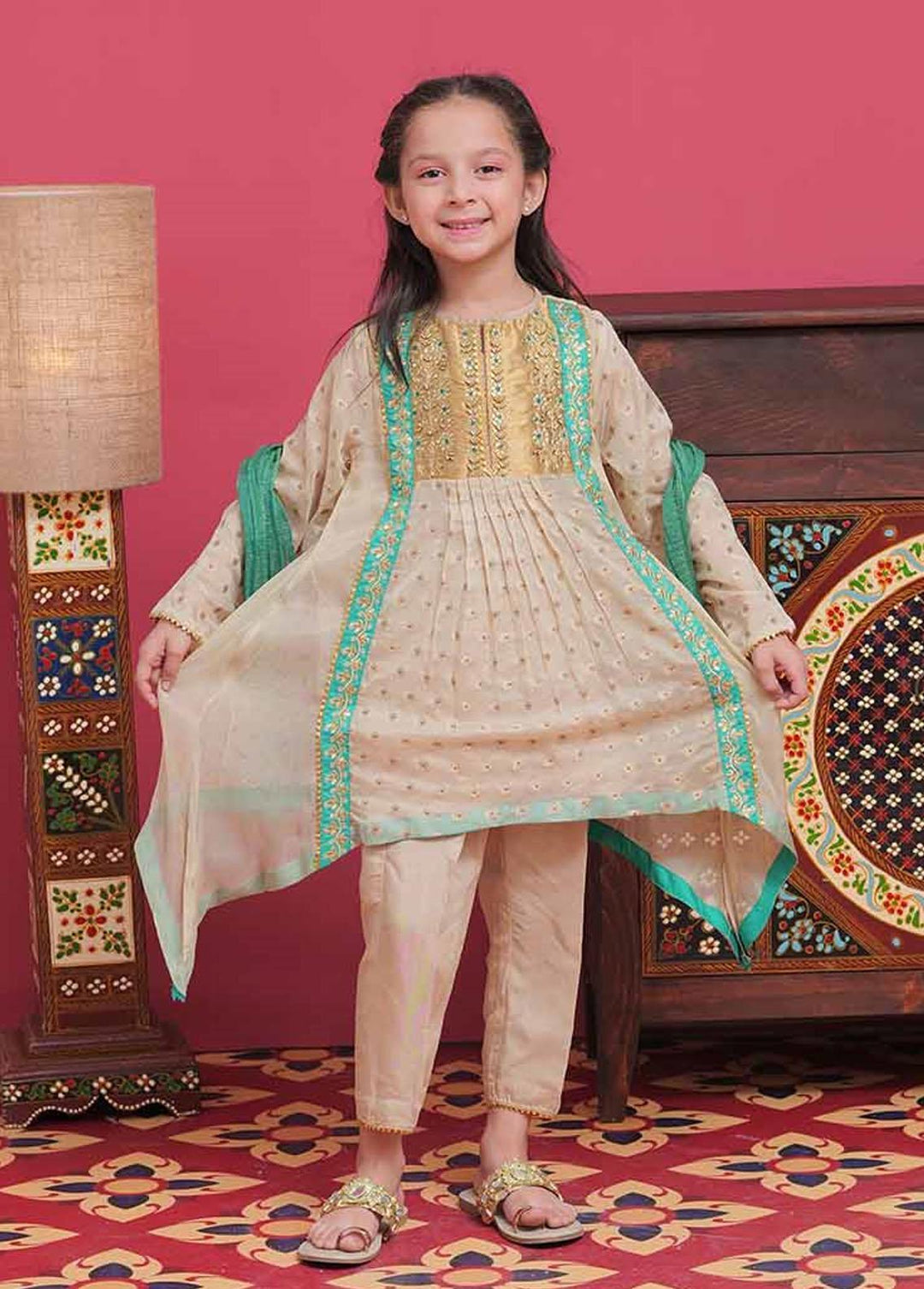 Senorita Banarsi Formal 3 Piece Suit for Girls -  KDD-02104