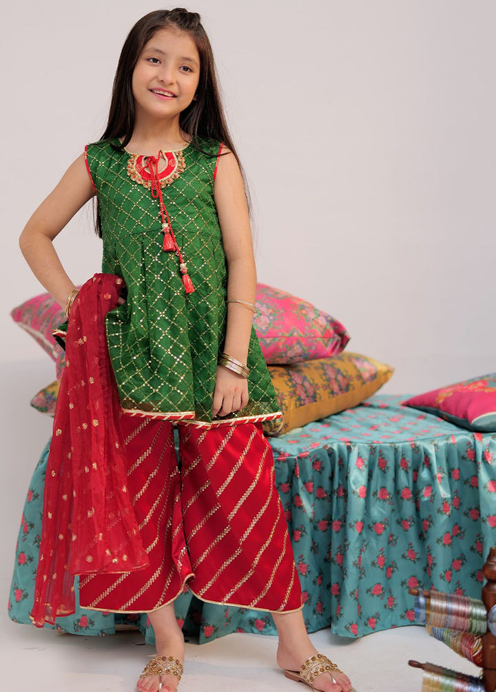 Senorita Pret Casual Banarsi 3 Piece Suit KDD-02419-GRN-RED