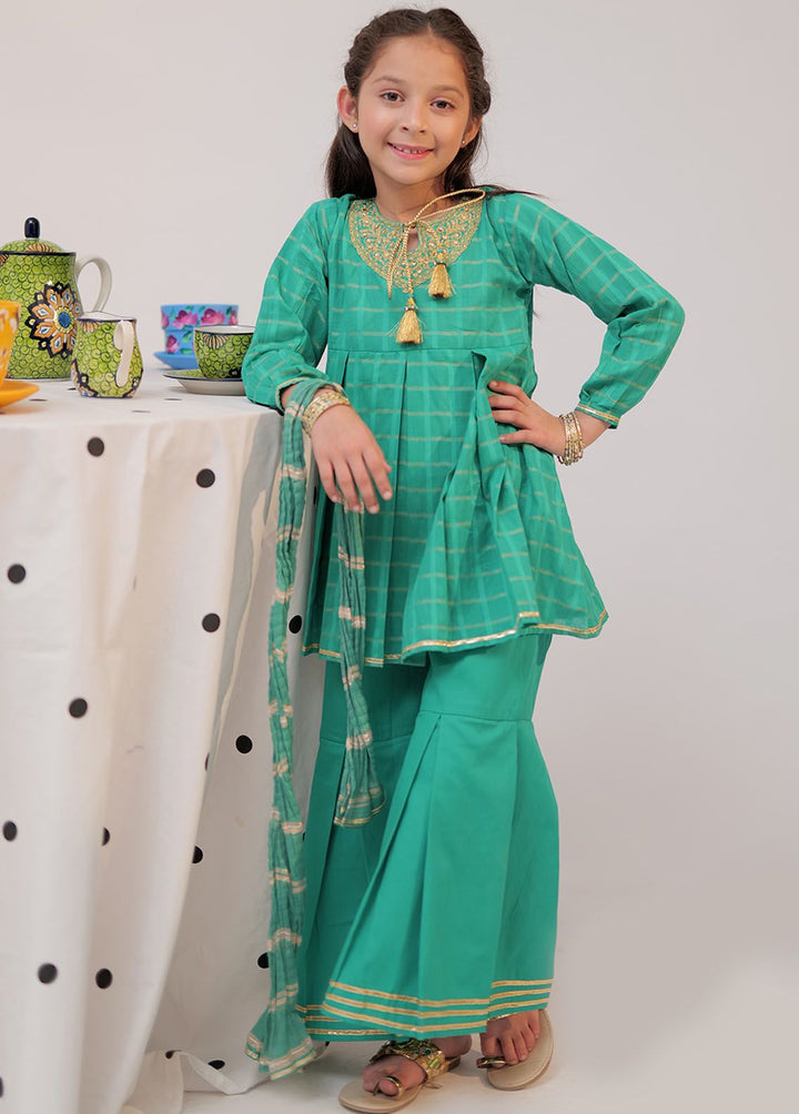 Senorita Pret Casual Cotton 3 Piece Suit KBD-02591-TGN/GLD