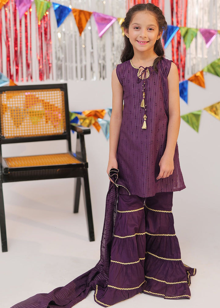 Senorita Pret Casual Cotton 3 Piece Suit KBD-02601-PRL/GLD