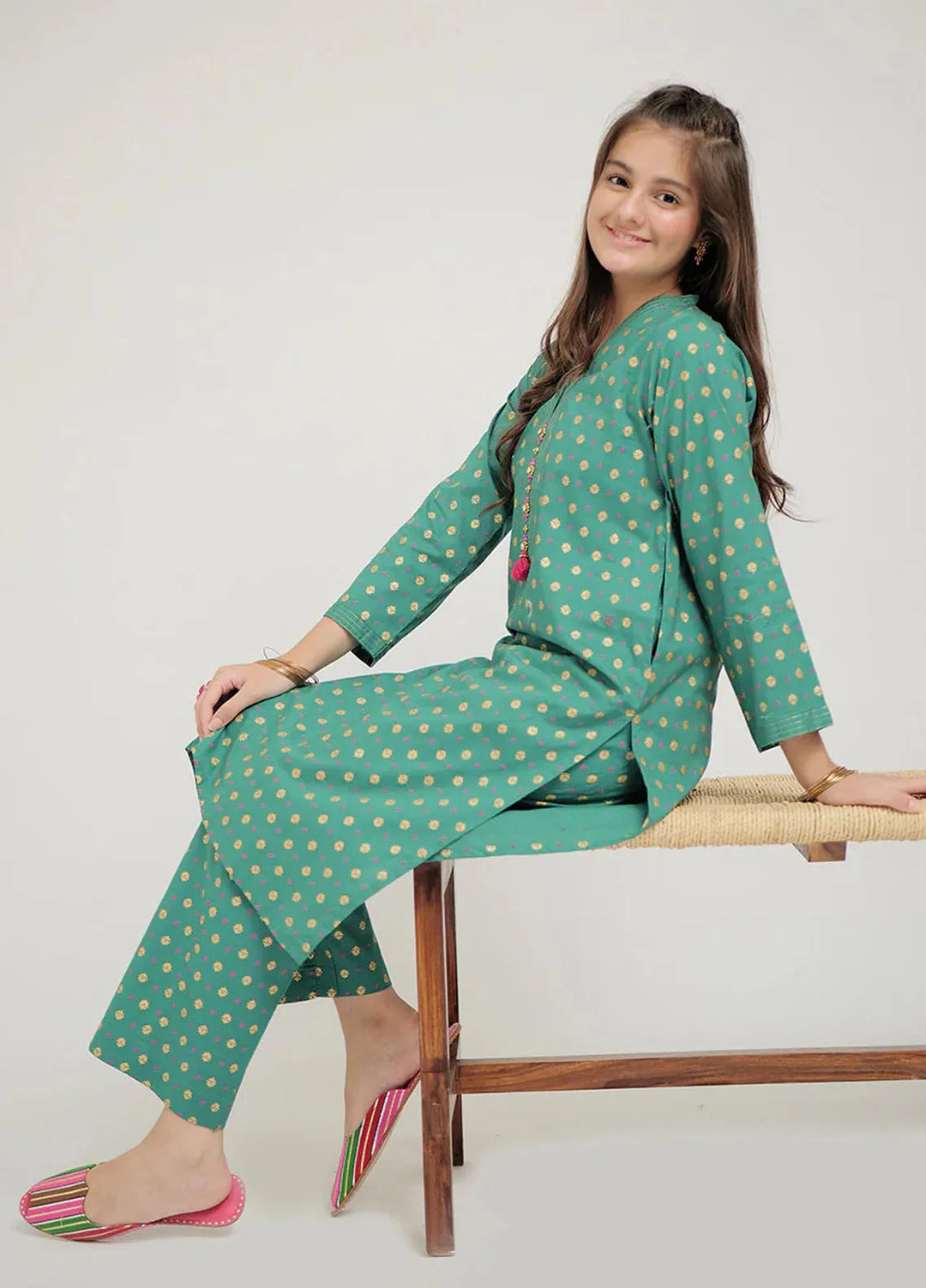 Senorita Pret Casual Cotton Cambric 3 Piece Suit for Girls for Girls GAD-02652