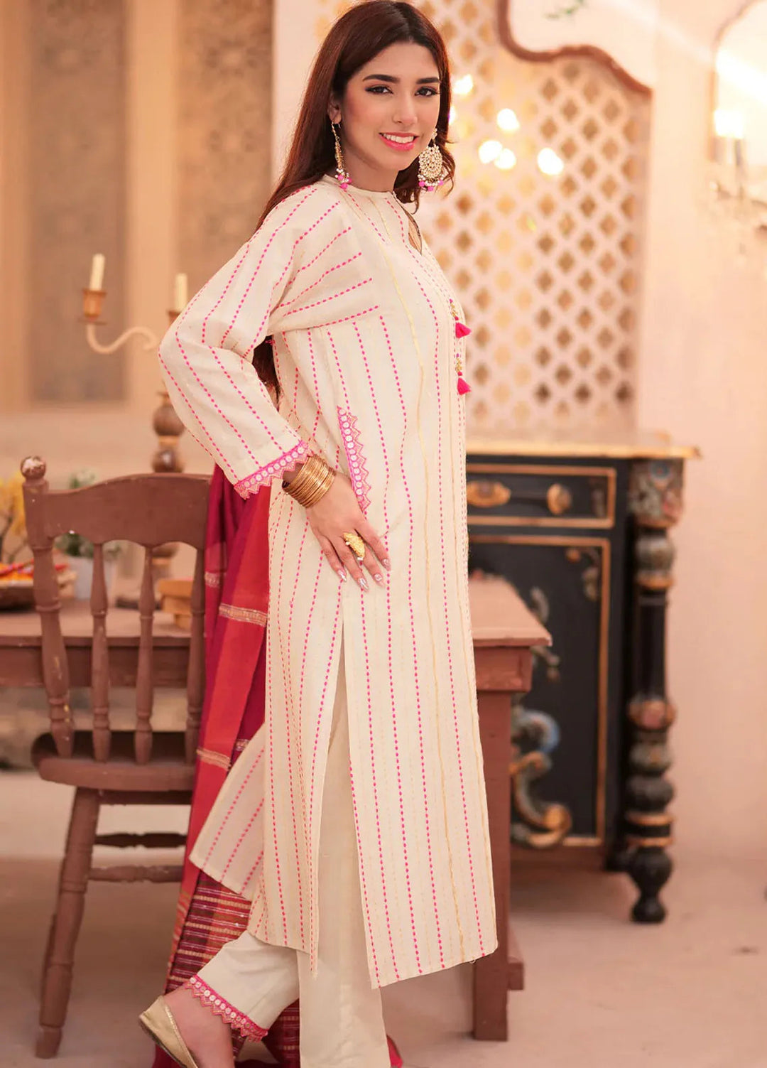 Senorita Pret Casual Cotton Dobby 3 Piece Suit For Women LBD-02341