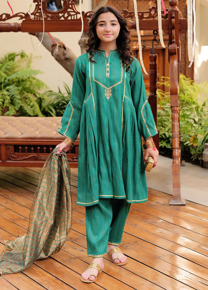 Senorita Pret Casual Cotton Jacquard 3 Piece Suit for Girls GBD-02629