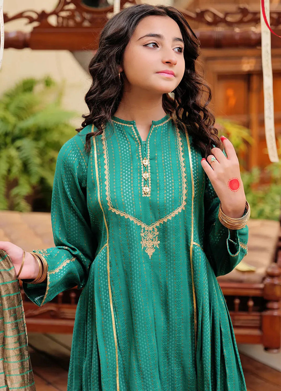 Senorita Pret Casual Cotton Jacquard 3 Piece Suit for Girls GBD-02629