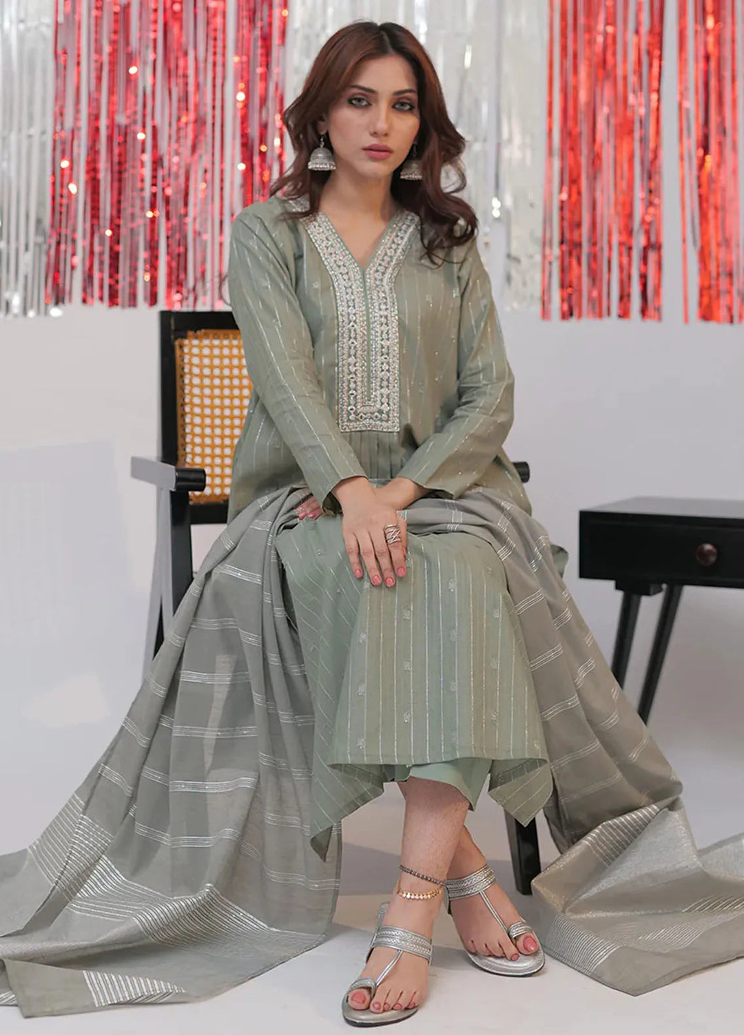 Senorita Pret Casual Cotton Jacquard 3 Piece Suit for Women LBD-02586