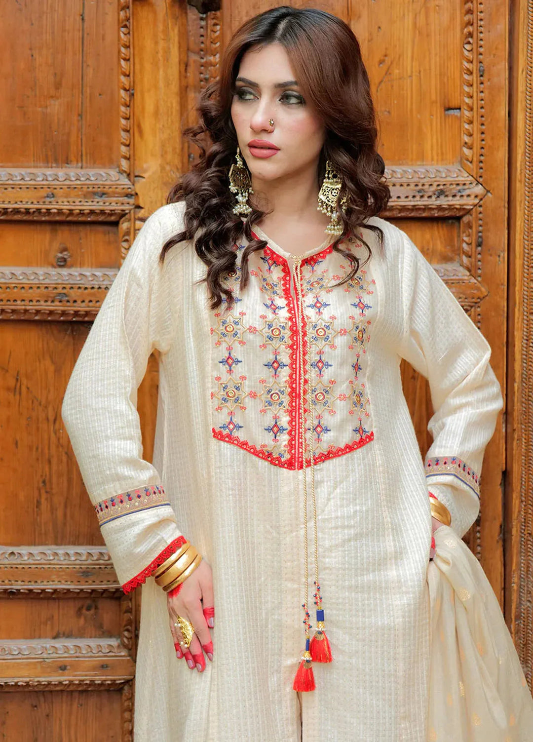 Senorita Pret Casual Cotton Jacquard 3 Piece Suit For Women LBD-02621