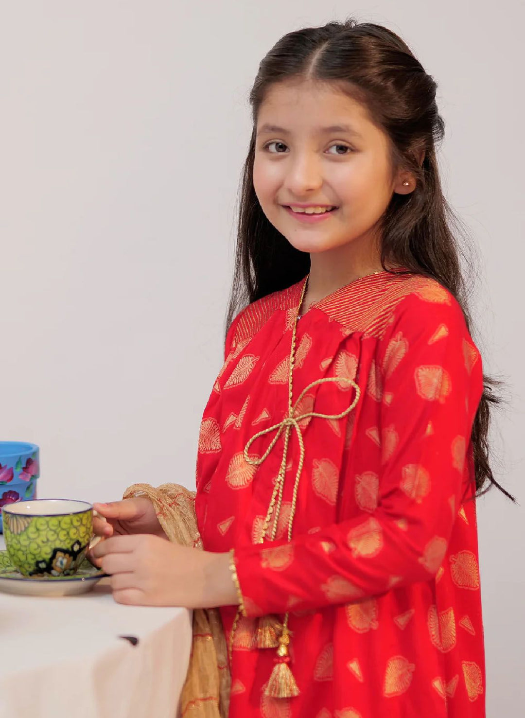 Senorita Pret Casual Viscose 3 Piece Suit KBD-02611-RED/GLD