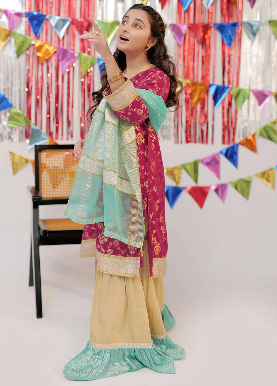 Senorita Pret Formal Polyester Chiffon 3 Piece Suit For Girls GDD-02416