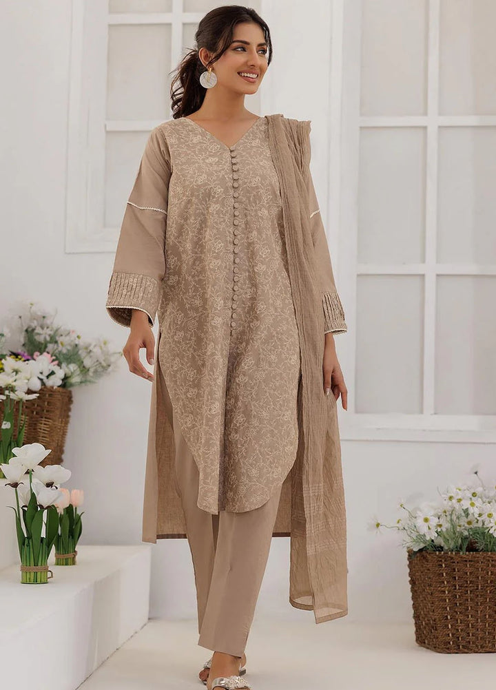 Senorita Pret Printed Plain Cotton 3 Piace Suit LBD-03087