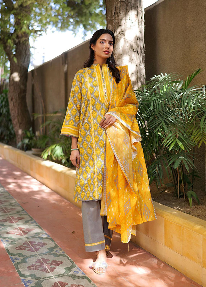 Senorita Casual Pret  Lawn 3 Piece Suit LAD-02216-GRY/YLW