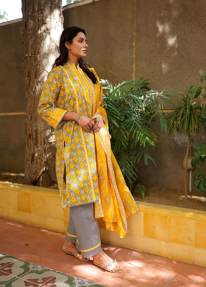 Senorita Casual Pret  Lawn 3 Piece Suit LAD-02216-GRY/YLW