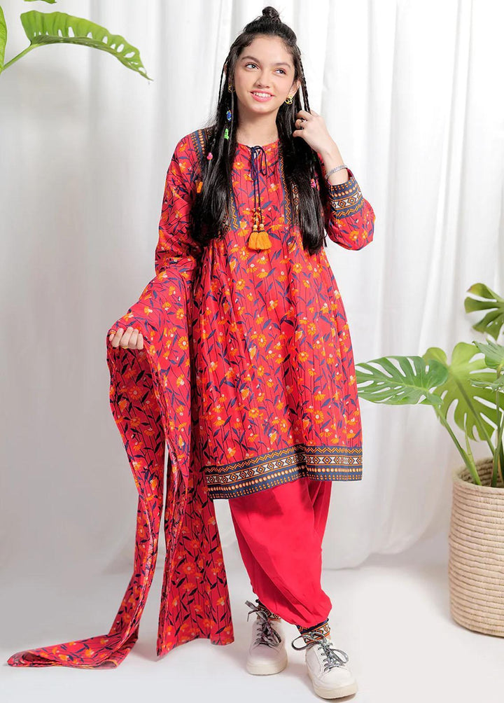Senorita Cotton Casual 3 Piece for Girls -  GAD-02079-RED/MCL