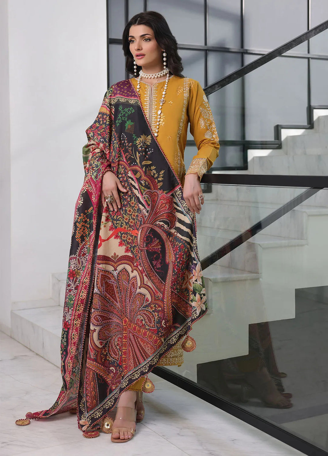 Sera By Sahane Embroidered Lawn Suits Unstitched 3 Piece SNE24SR CT-11003 Amber - Summer Collection