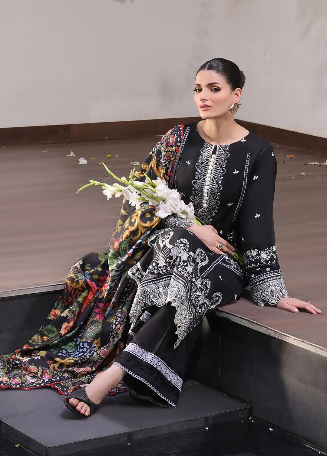 Sera By Sahane Embroidered Lawn Suits Unstitched 3 Piece SNE24SR CT-11005 Dahlia - Summer Collection