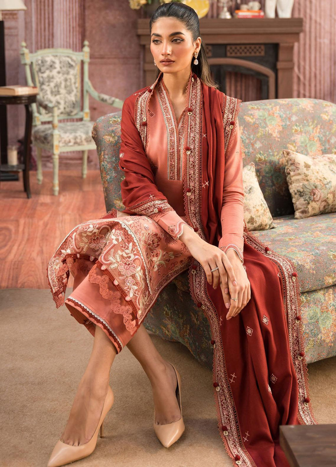 Seran Embroidered Viscose Suits Unstitched 3 Piece SRN23TD D-05 Maria - Fall/Winter Collection