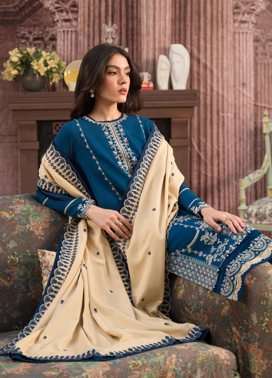Seran Embroidered Viscose Suits Unstitched 3 Piece SRN23TD D-06 Serena - Fall/Winter Collection