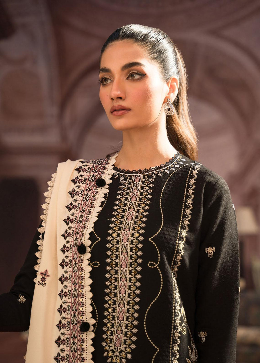 Seran Embroidered Dhanak Suits Unstitched 3 Piece SRN23TD D-10 Veronica - Fall/Winter Collection